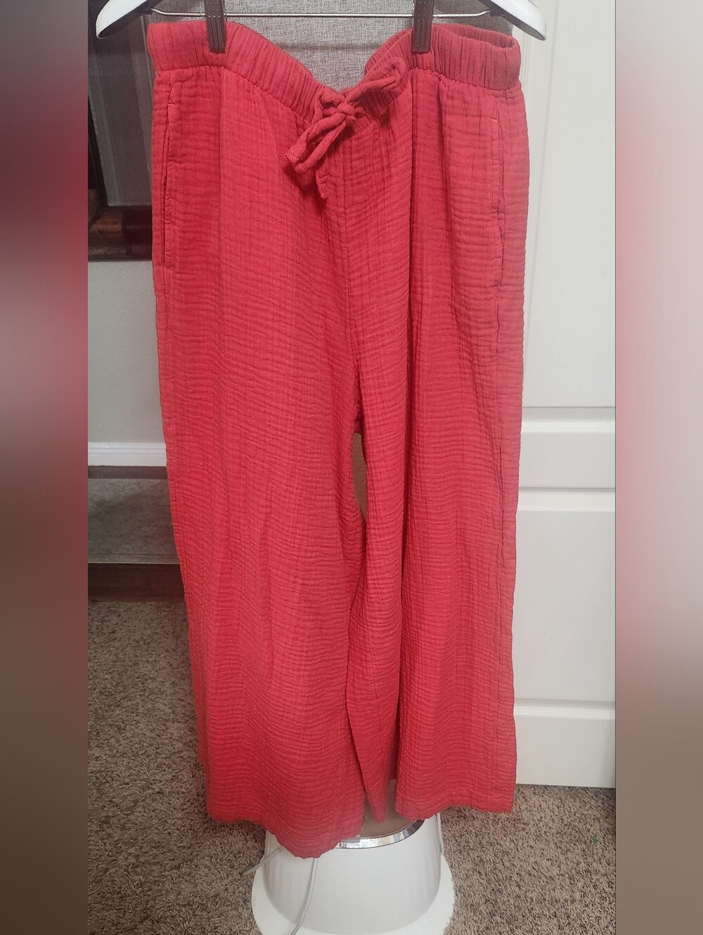 Torrid Belle Isle Red Cotton Wide Leg Pants Size 0S 12 Short NWOT - Picture 4 of 7